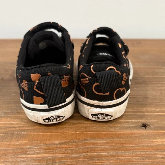 Vans Black and Gold Hearts Toddler Girl Sneakers - Picture 2 of 5